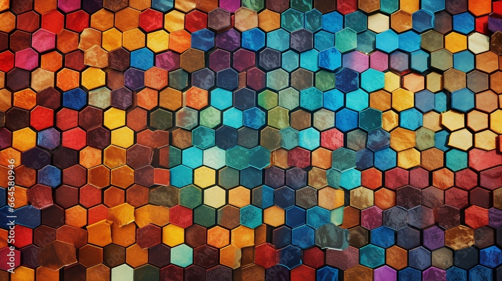 a mesmerizing mosaic of colorful tiles suitable for web backgrounds.