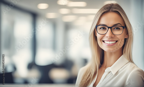 Smiling businesswoman in office