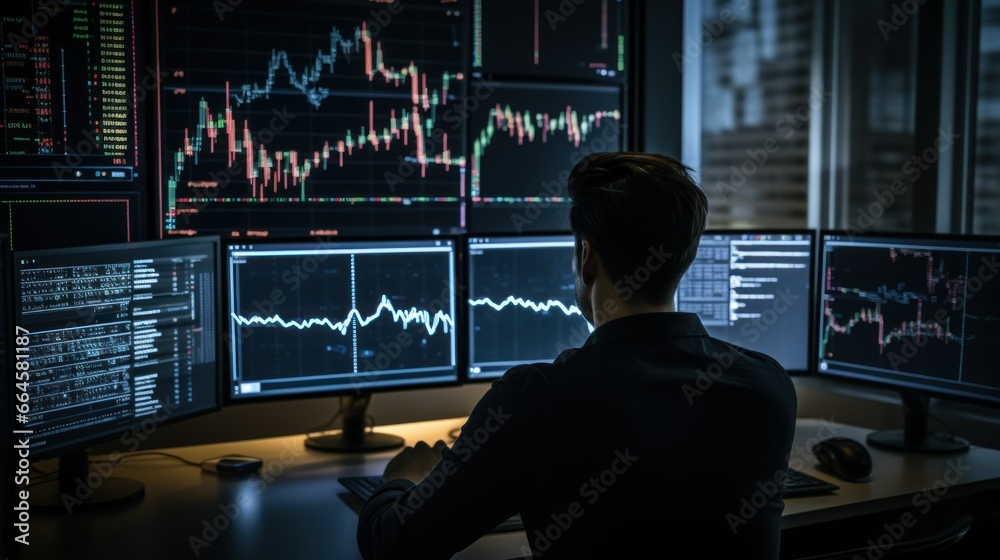 An economist looks at screens and follows financial markets An economist looks at screens and follows financial markets