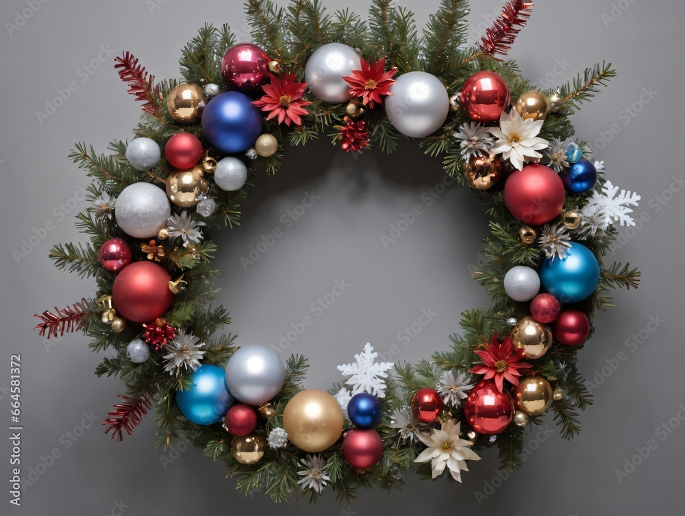 Christmas Wreath With Ornaments And Decorations