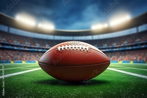 Ball on the American football arena. 3d illustration.
