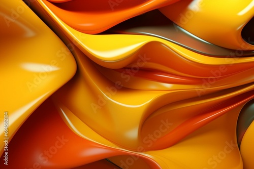 3D-rendered abstract background of orange and yellow shapes  providing copy-space. Generative AI