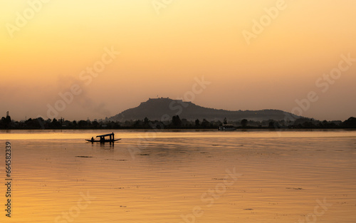 Sunset at Dal lake landscape srinagar Kashmir india