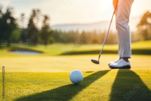 A professional golf player playing golf, close-up.