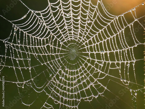A Spider Web With Water Droplets On It