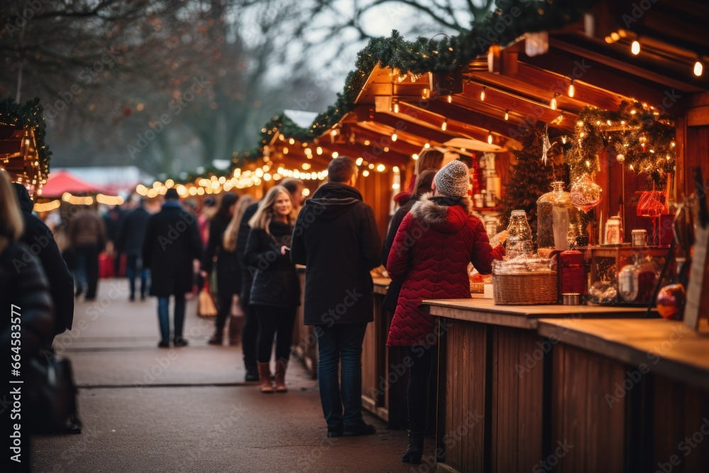 Christmas Market Medley: Vibrant and Eclectic Stalls Decked Out in Color
