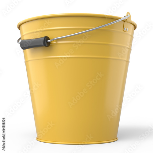 Empty metal garden bucket for hydration of plants isolated on a white background