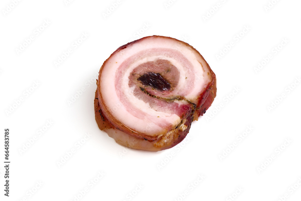 Pork Roast pork with prunes, isolated on white background. close-up. Pork Roast pork with prunes, isolated on white background. close-up.