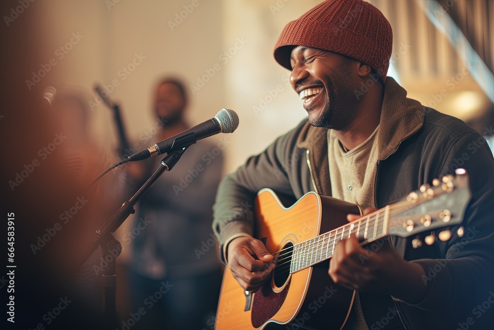 Fototapeta premium Musician playing guitar.
