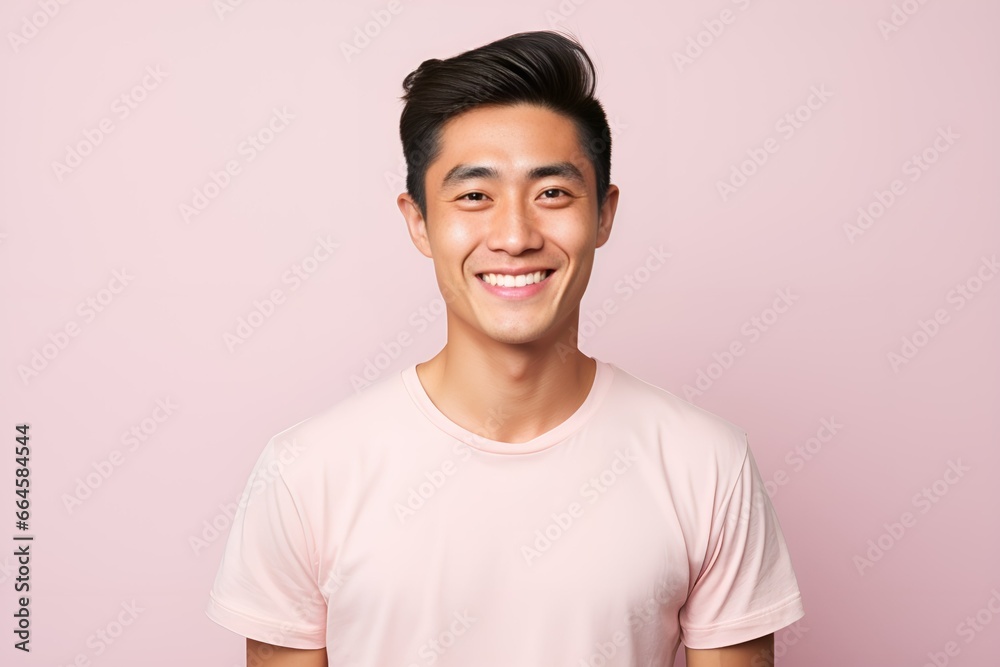 Portrait of a Handsome Fictional Male Model Smiling Candidly. Generative AI. Portrait of a Handsome Fictional Male Model Smiling Candidly. Generative AI.