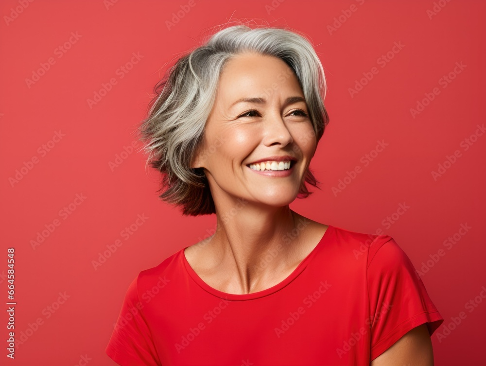 Portrait of a Beautiful Fictional Female Model Smiling Candidly. Generative AI. Portrait of a Beautiful Fictional Female Model Smiling Candidly. Generative AI.
