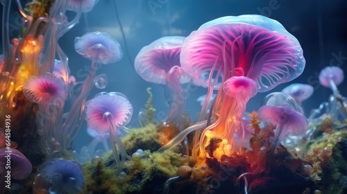 jellyfish in aquarium. Generative AI