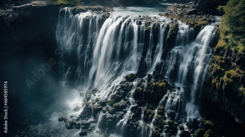 Waterfall Landscape. Generative AI