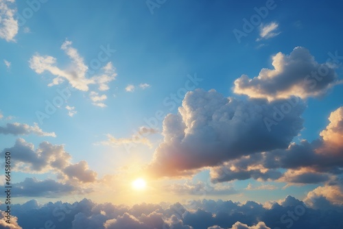 A Blue Sky With Clouds And Sun In The Sky, Sky Backgrounds, Generative Ai