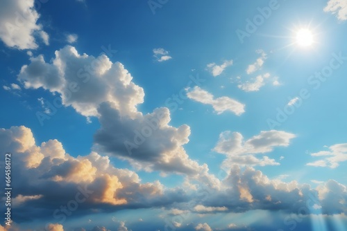 A Blue Sky With Clouds And Sun In The Sky  Sky Backgrounds  Generative Ai