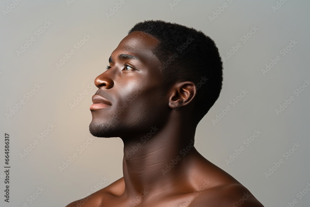 Portrait of african american man, side view. Portrait of african american man, side view.