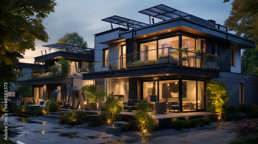 Contemporary Sustainable Multiunit Residences Featuring Solar Photovoltaic Technology