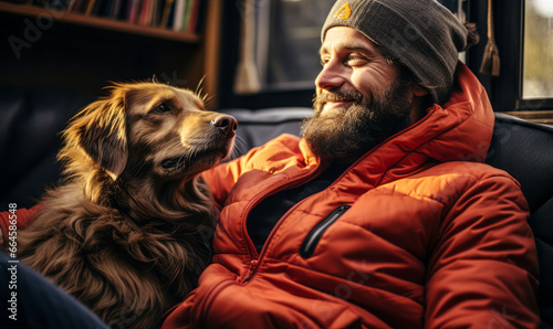 Window-lit Portrait of an Autistic Man Bonding with His Dog © Bartek