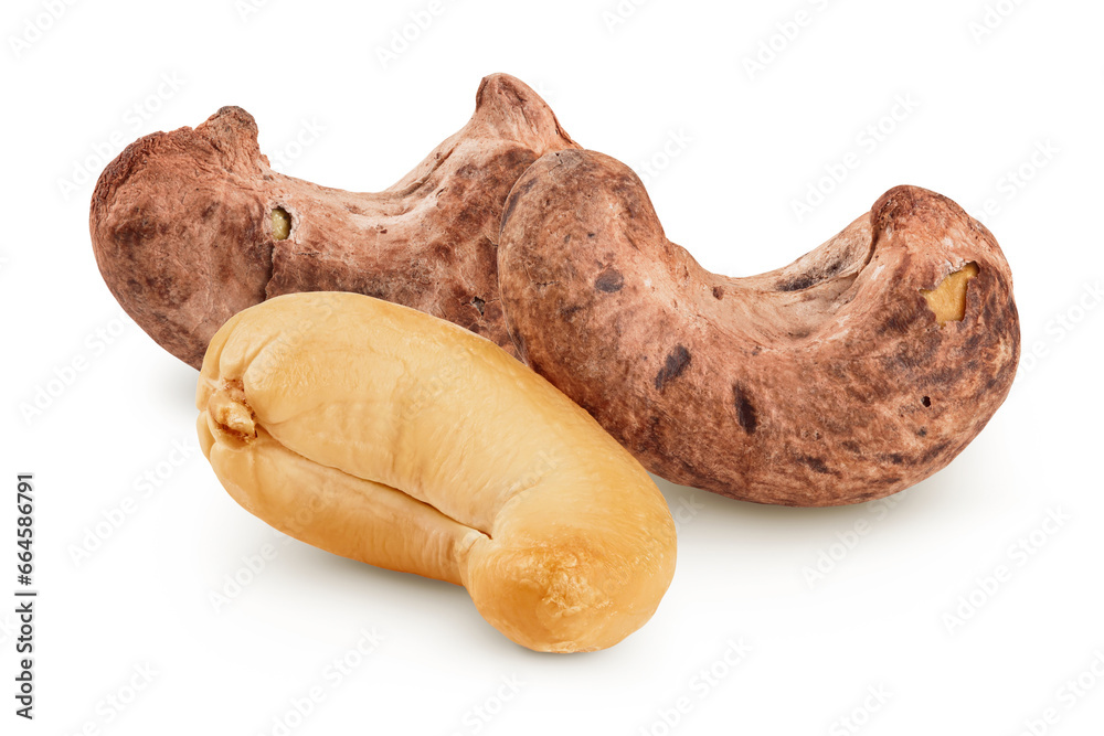 cashew nuts heap with shell isolated on white background cashew nuts heap with shell isolated on white background