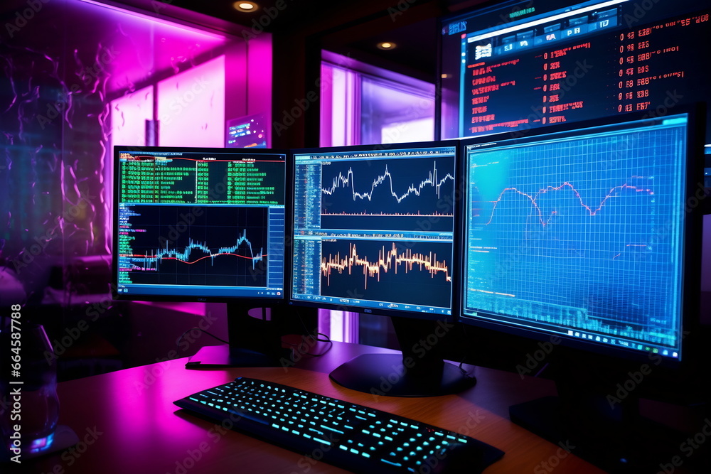 Display of Stock market quotes on the computer monitors Display of Stock market quotes on the computer monitors