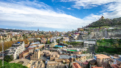 view of the city tblisi with blue sky