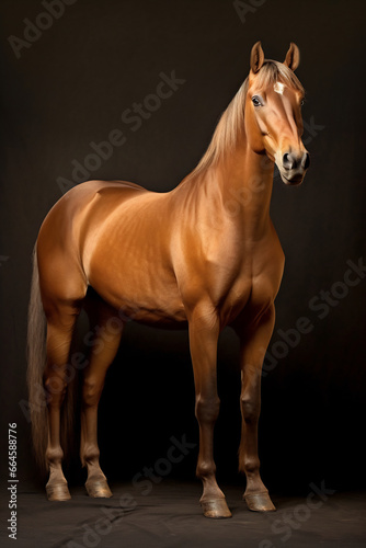 Elegant horse portrait. Horse on dark background