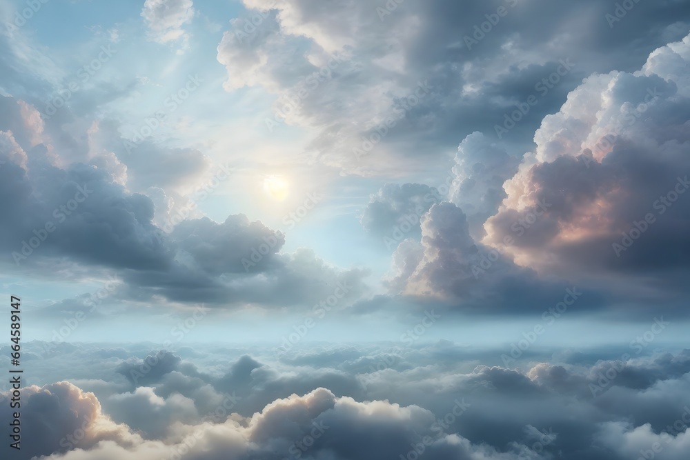 Obraz premium Ethereal Overcast Cloud Texture Background, Cloud Texture Background, Generative Ai