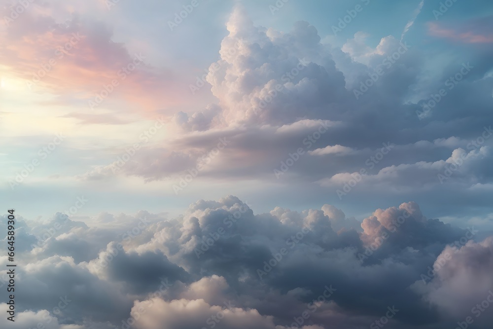 Obraz premium Ethereal Overcast Cloud Texture Background, Cloud Texture Background, Generative Ai