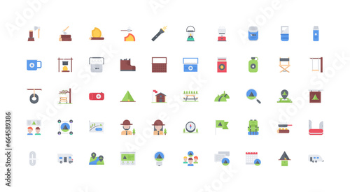camping icon set