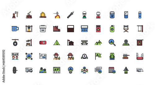 camping icon set