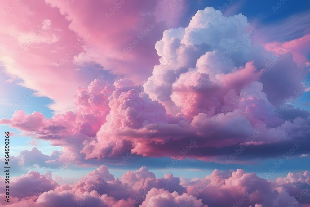 Fototapeta premium Pink And Blue Sky Cloud Background, Cloud Texture, Generative Ai