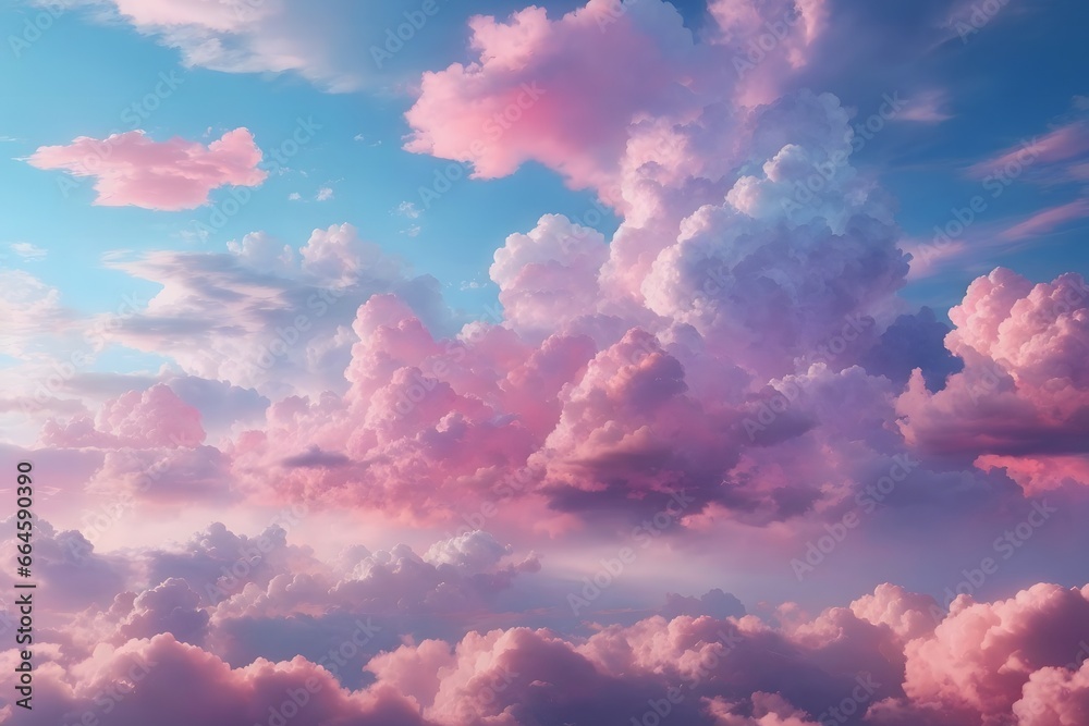 Pink And Blue Sky Cloud Background, Cloud Texture, Generative Ai