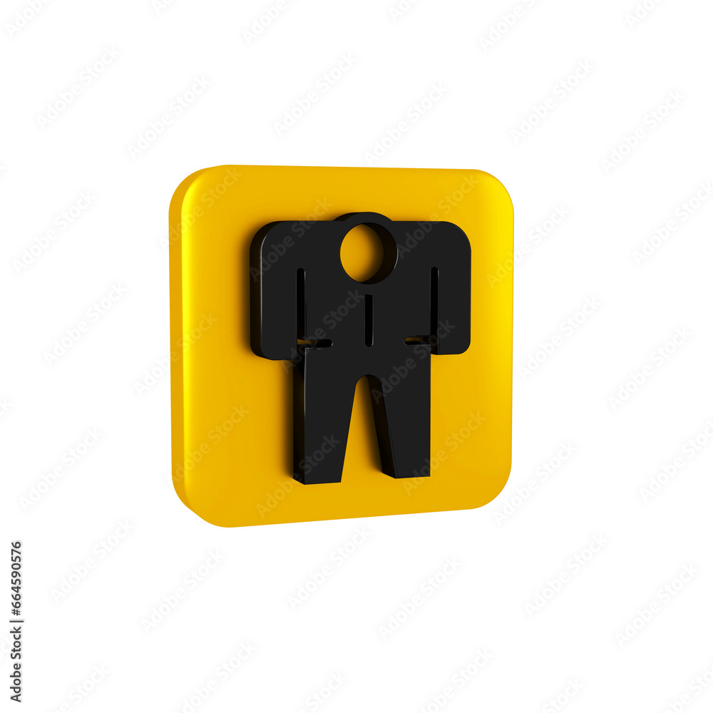 Black Beekeeper costume icon isolated on transparent background. Special protective uniform. Yellow square button. Black Beekeeper costume icon isolated on transparent background. Special protective uniform. Yellow square button.