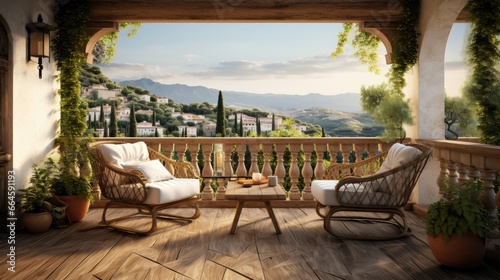Interior design: Beautiful modern terrace lounge, open seaside terrace © YauheniyaA