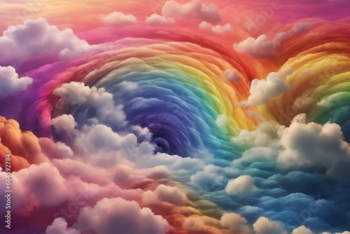 Spiral Rainbow Clouds  Background, Rainbow Clouds  Background, Generative Ai