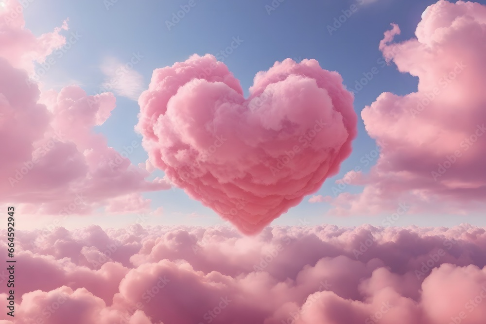 Pink Clouds Heart Background, Clouds Heart Background, Generative Ai Pink Clouds Heart Background, Clouds Heart Background, Generative Ai