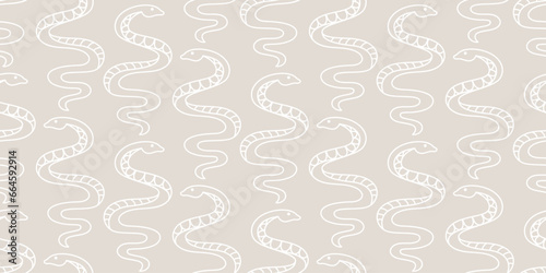 Boho Snakes Seamless pattern. Mystical background