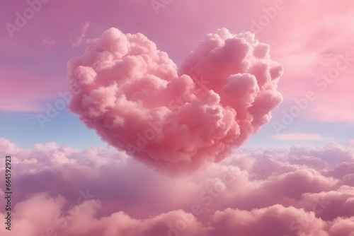 Pink Clouds Heart Background, Clouds Heart Background, Generative Ai