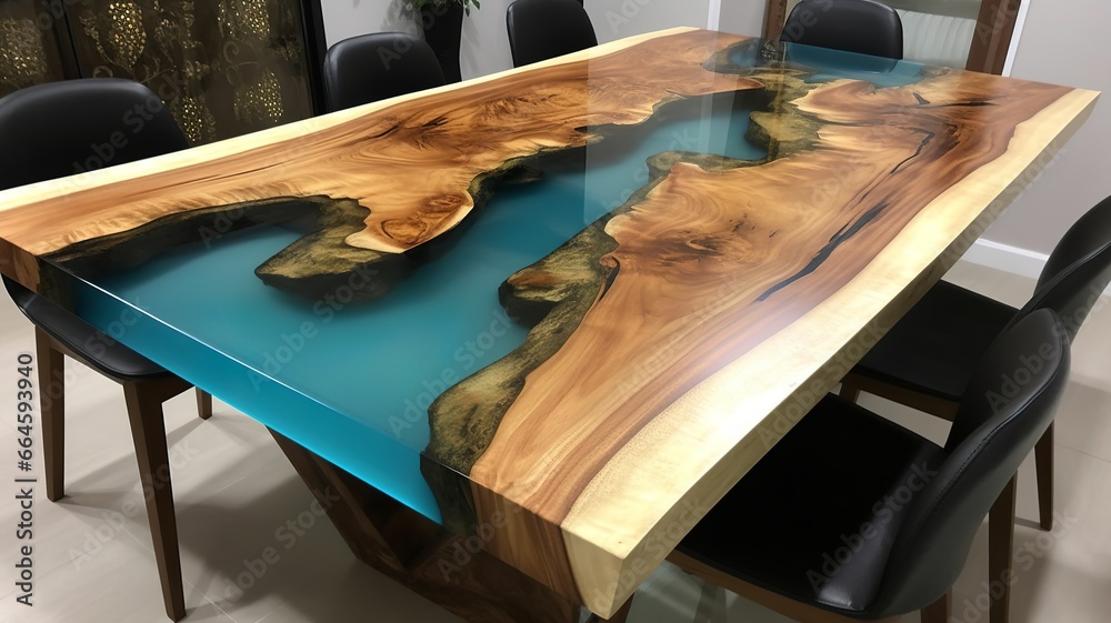 nice modern cool epoxy resin dining table
