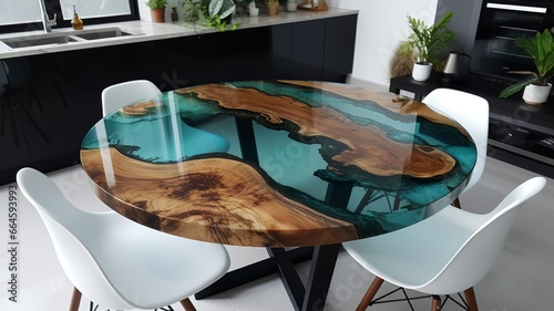 nice modern cool epoxy resin dining table photo