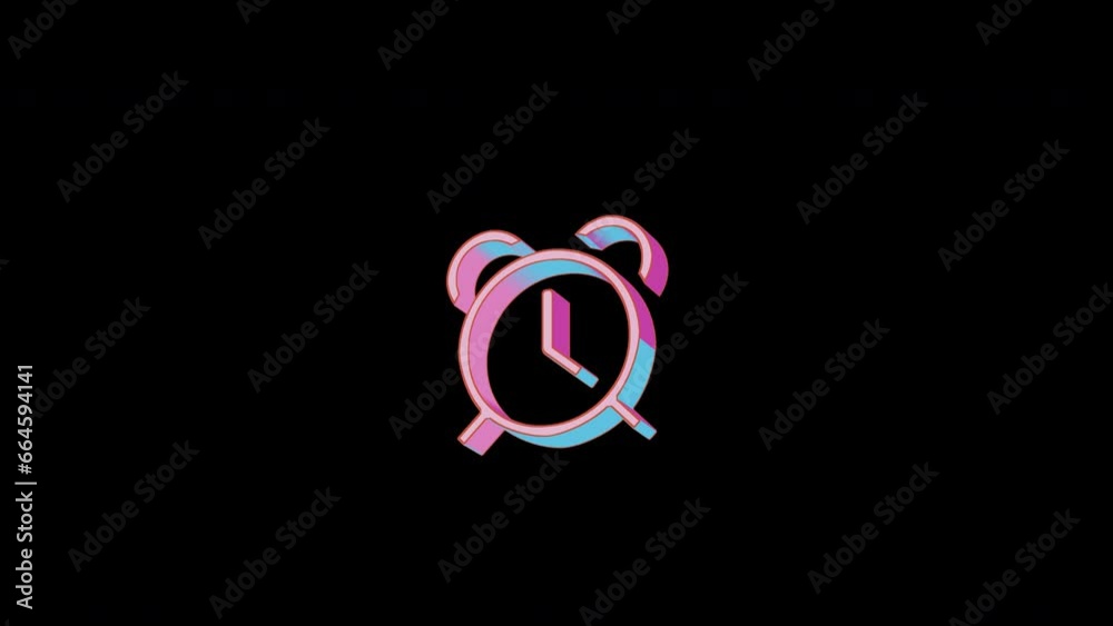 Bright alarm clock icon is jumping merrily. Retro style. Alpha channel black. Looped from frame 120 to 240, Alpha BW at the end Bright alarm clock icon is jumping merrily. Retro style. Alpha channel black. Looped from frame 120 to 240, Alpha BW at the end