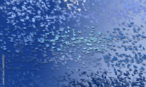 blue abstract petals on a light background. blue leaves fall from above