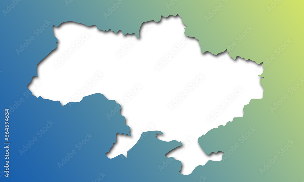 map of Ukraine on a blue and white background. contours of Ukraine on a light texture