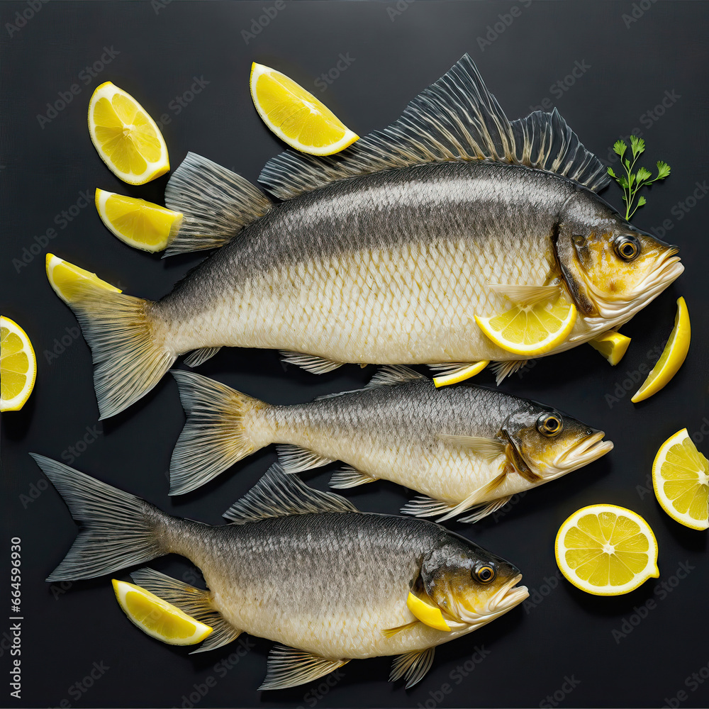sea fish with lemon slices