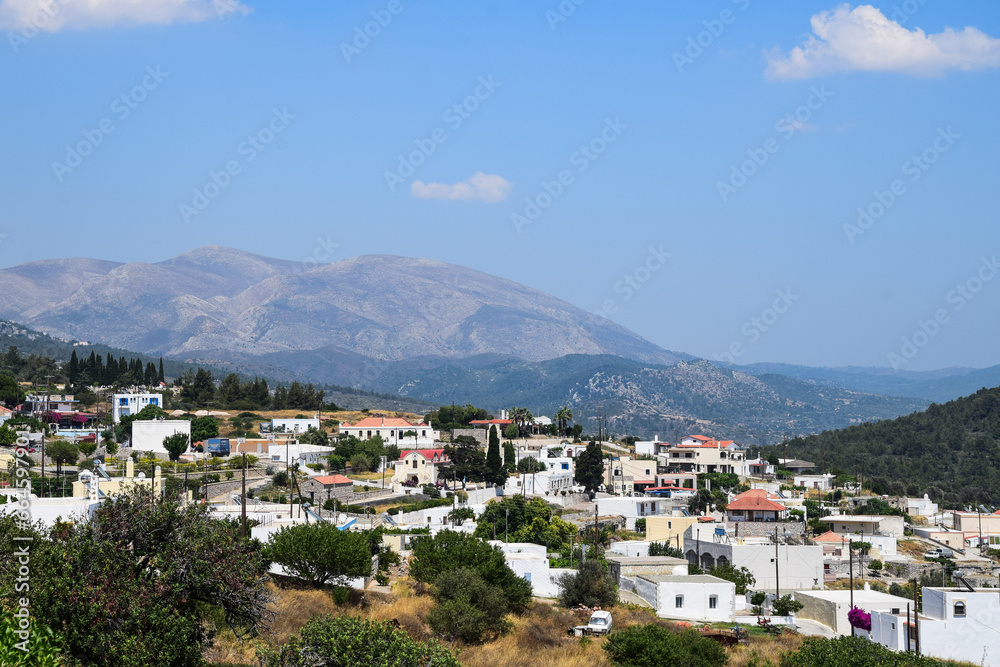 View of the greece nature - high mountain and lakes in valley. Summer nature with green colors. View of the greece nature - high mountain and lakes in valley. Summer nature with green colors.