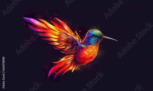 hummingbird logo with multiple colors flying through the air.. © MstHafija