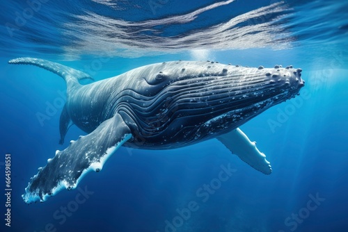 Young Humpback Whale In Blue Water. © MstHafija