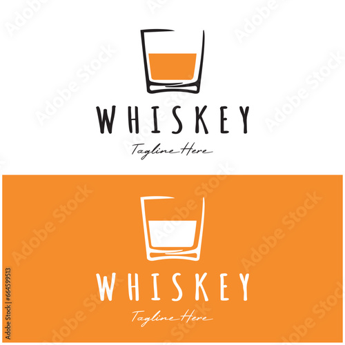Vintage premium whiskey logo label with glass or beer. for drinks, bars, clubs, cafes, companies.
