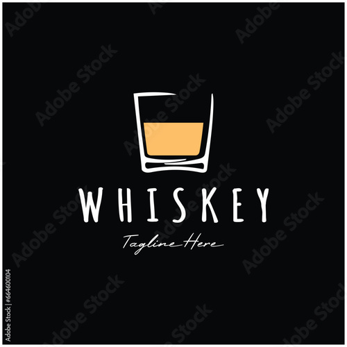 Vintage premium whiskey logo label with glass or beer. for drinks, bars, clubs, cafes, companies.