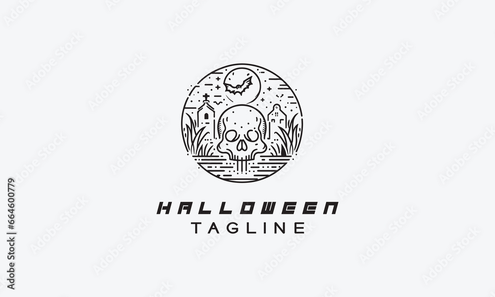 Halloween spooky vector logo icon illustration design